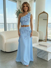 Jersey A-Line One Shoulder Two Pieces Formal Dresses