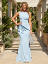 Jersey Mermaid Boat Neck Peplum Waist Mother of the Bride Dresses