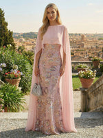 Chiffon Mermaid V Neck Sequin Embroidery Formal Dresses