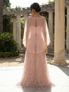 A-Line Chiffon Strapless Sequin Formal Dresses with Cap
