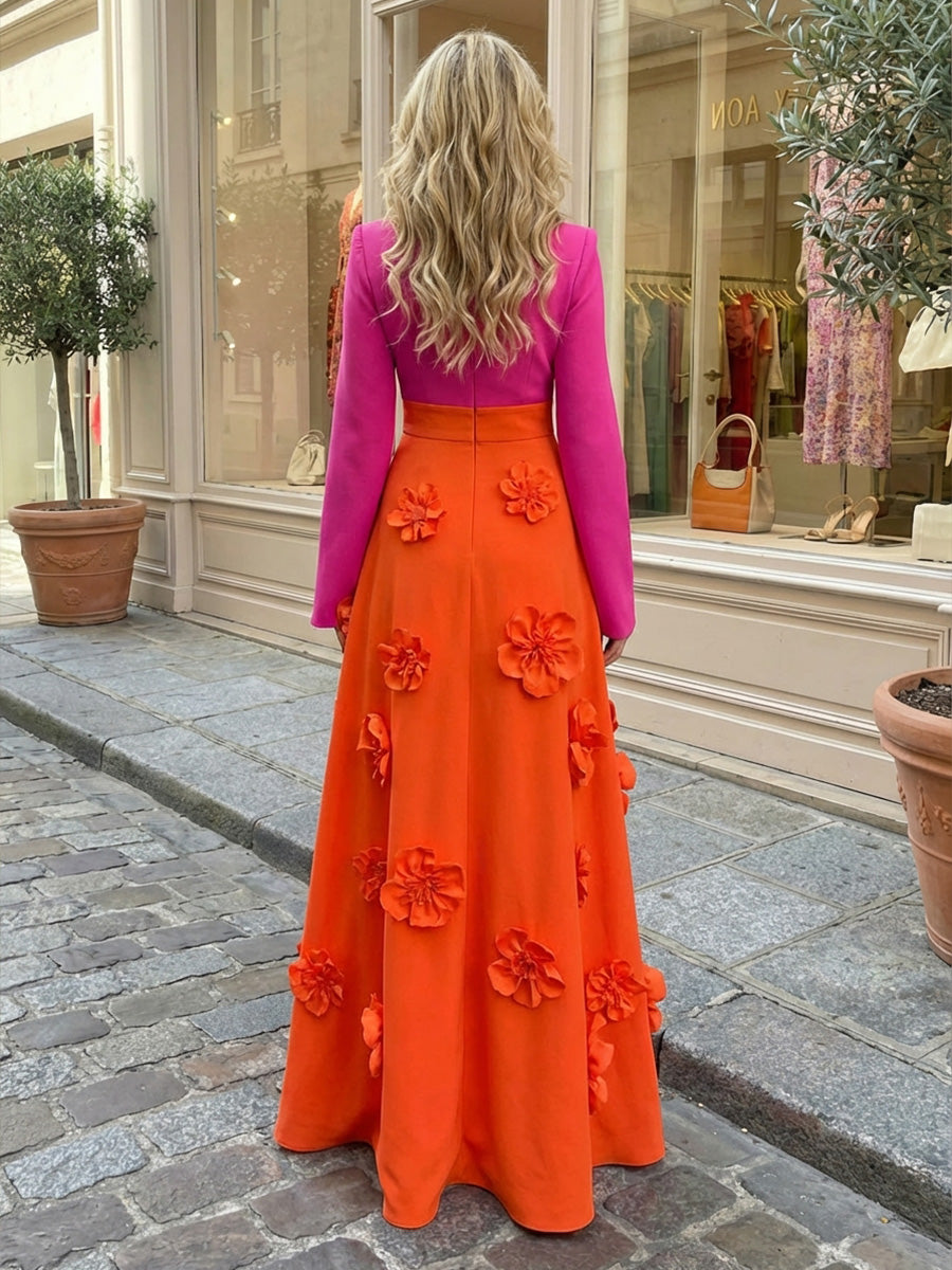 Jersey A-Line V Neck 3D Flowers Formal Dresses