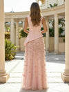 Jersey Chiffon A-Line Boat Neck Beaded Flowers Formal Dresses