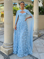 Chiffon A-Line Sweetheart 3D Flowers Formal Dresses