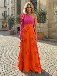 Jersey A-Line One Shoulder Bow Formal Dresses