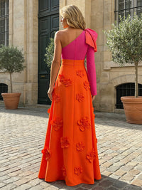 Jersey A-Line One Shoulder Bow Formal Dresses