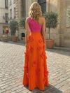 Jersey A-Line One Shoulder 3D Flowers Formal Dresses