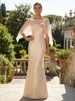 Satin Mermaid Boat Neck  3D Flowers Mother of the Bride Dresses