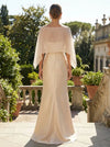Satin Mermaid Boat Neck  3D Flowers Mother of the Bride Dresses