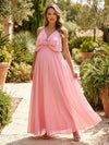 Chiffon A-Line Spaghetti Straps Bow Formal Dresses