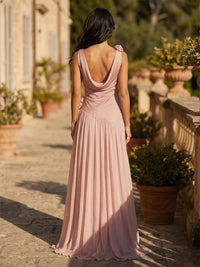 Chiffon A-Line Cowl Neck 3D Flowers Formal Dresses