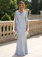 Chiffon Mermaid Cowl Neck Sash Formal Dresses