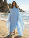 Chiffon A-Line Square Neck Shawl Formal Dresses