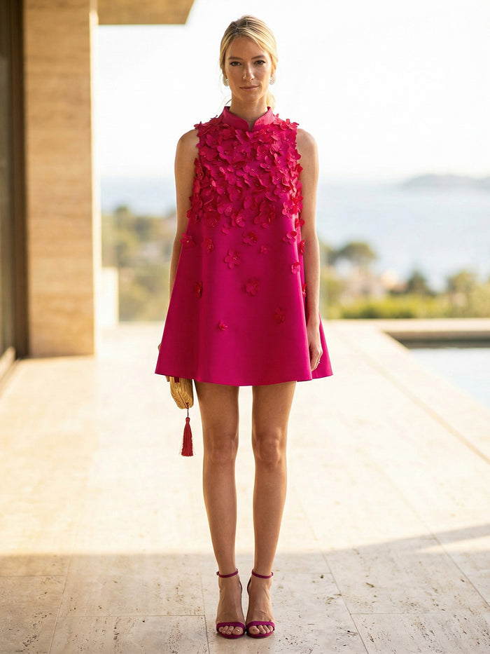 Jersey A-Line High Neck Mandarin Collar Formal Dresses