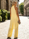Satin Pantsuit Halter Pleated Sets
