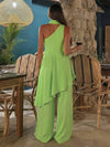 Chiffon Pantsuit One Shoulder Ruffles Sets