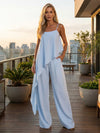Jersey Pantsuit Spaghetti Straps Ruffles Sets