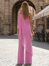 Chiffon Pantsuit One Shoulder Pleated Sets