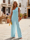 Chiffon Pantsuit One Shoulder Pleated Sets