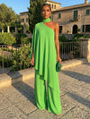 Chiffon Pantsuit One Shoulder Wraparound Sets