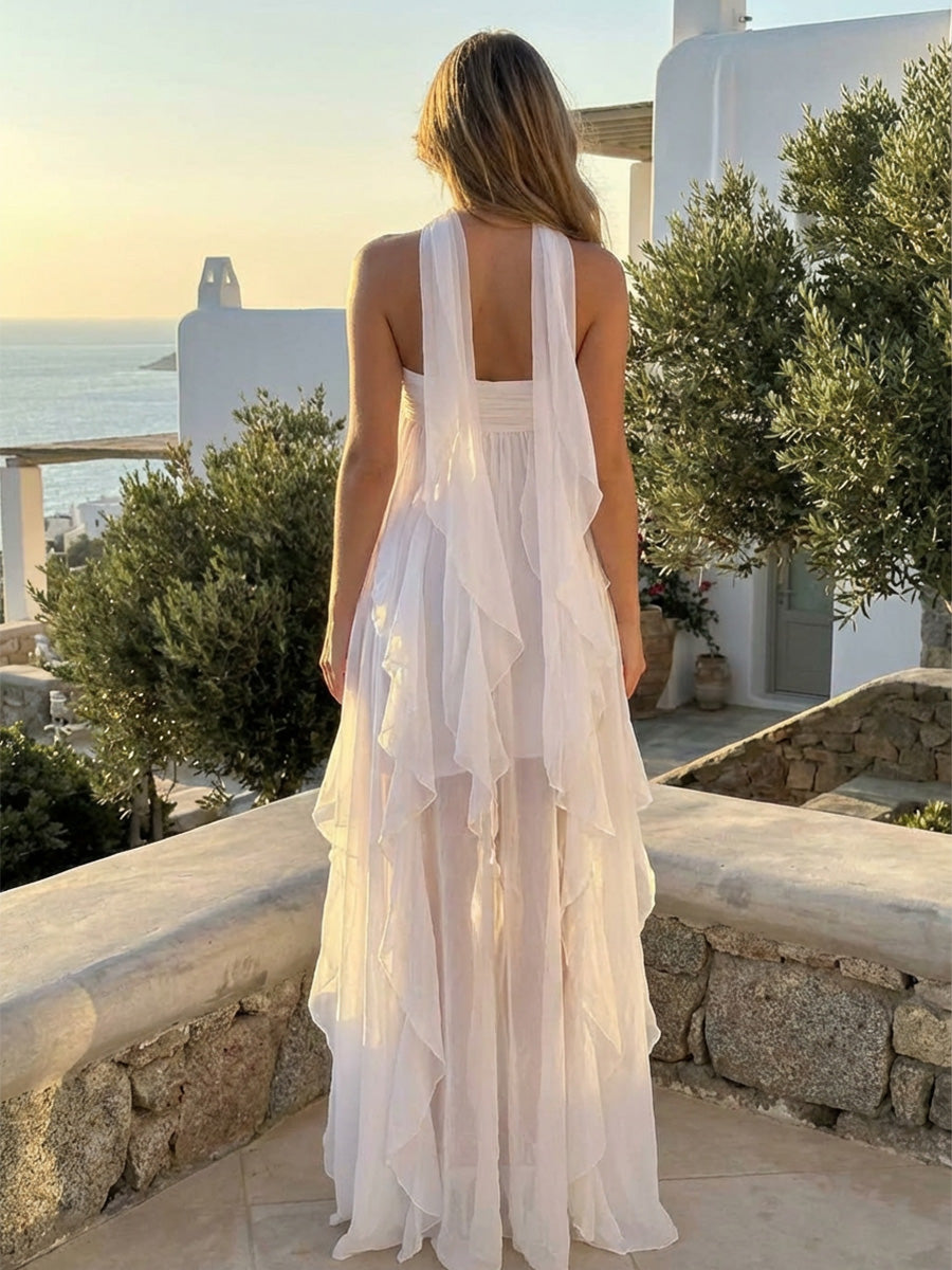 Chiffon High Low Sweetheart Ruffles Formal Dresses