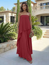 Chiffon Sheath Strapless Asymmetric Formal Tent/ Trapeze /Tube Dresses