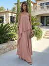 Chiffon Sheath Strapless Asymmetric Formal Tent/ Trapeze /Tube Dresses