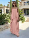 Chiffon Sheath Strapless Asymmetric Formal Tent/ Trapeze /Tube Dresses