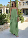 Chiffon Sheath Strapless Asymmetric Formal Tent/ Trapeze /Tube Dresses