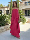 Chiffon Sheath Strapless Asymmetric Formal Tent/ Trapeze /Tube Dresses