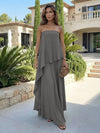 Chiffon Sheath Strapless Asymmetric Formal Tent/ Trapeze /Tube Dresses