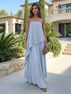 Chiffon Sheath Strapless Asymmetric Formal Tent/ Trapeze /Tube Dresses