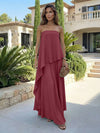 Chiffon Sheath Strapless Asymmetric Formal Tent/ Trapeze /Tube Dresses