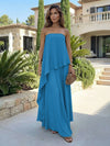 Chiffon Sheath Strapless Asymmetric Formal Tent/ Trapeze /Tube Dresses
