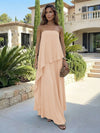 Chiffon Sheath Strapless Asymmetric Formal Tent/ Trapeze /Tube Dresses