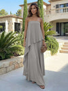 Chiffon Sheath Strapless Asymmetric Formal Tent/ Trapeze /Tube Dresses