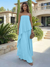 Chiffon Sheath Strapless Asymmetric Formal Tent/ Trapeze /Tube Dresses