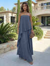 Chiffon Sheath Strapless Asymmetric Formal Tent/ Trapeze /Tube Dresses