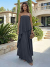 Chiffon Sheath Strapless Asymmetric Formal Tent/ Trapeze /Tube Dresses