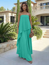 Chiffon Sheath Strapless Asymmetric Formal Tent/ Trapeze /Tube Dresses
