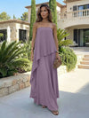 Chiffon Sheath Strapless Asymmetric Formal Tent/ Trapeze /Tube Dresses