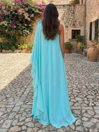 Chiffon Sheath One Shoulder Ruffles Formal Dresses