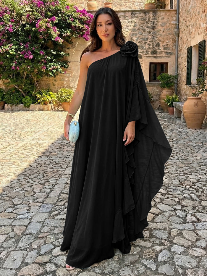 Chiffon Sheath One Shoulder Ruffles Formal Tent/ Trapeze Dresses