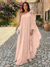 Chiffon Sheath One Shoulder Ruffles Formal Dresses