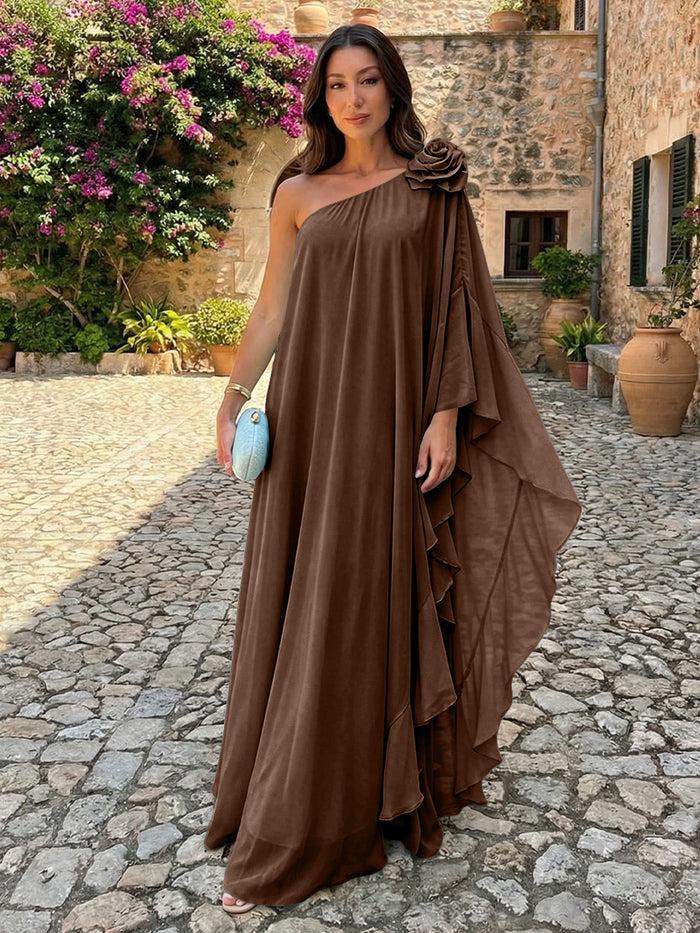 Chiffon Sheath One Shoulder Ruffles Formal Tent/ Trapeze Dresses