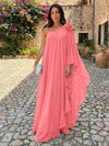 Chiffon Sheath One Shoulder Ruffles Formal Dresses