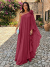 Chiffon Sheath One Shoulder Ruffles Formal Dresses