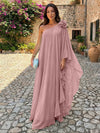 Chiffon Sheath One Shoulder Ruffles Formal Dresses