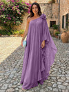 Chiffon Sheath One Shoulder Ruffles Formal Dresses