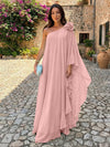Chiffon Sheath One Shoulder Ruffles Formal Dresses