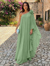 Chiffon Sheath One Shoulder Ruffles Formal Dresses